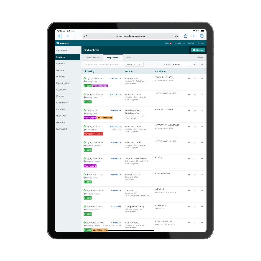 Climapulse Logboek labels