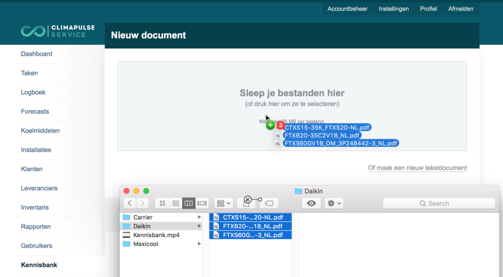 drag drop done climapulse voorbeeld