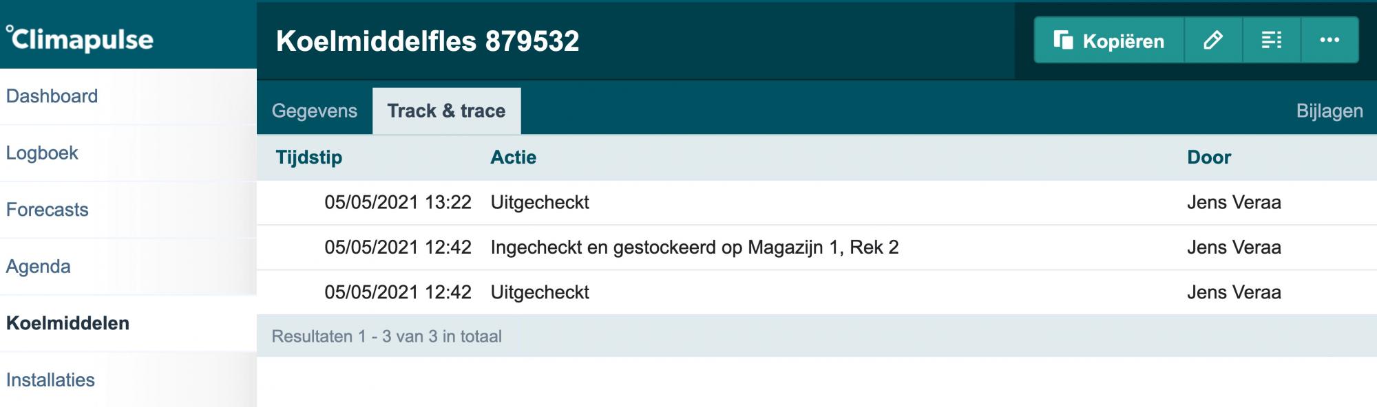 Track and trace koelmiddel Climapulse